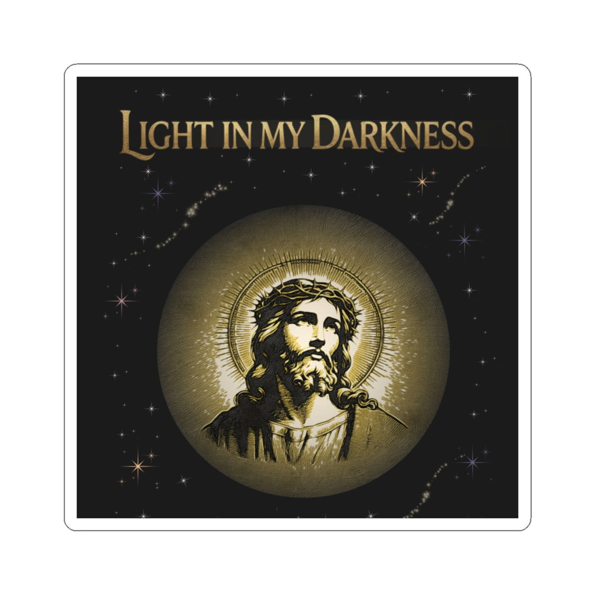 Light in My Darkness Jesus Halo Sticker | Religious Faith Vinyl Kiss-Cut