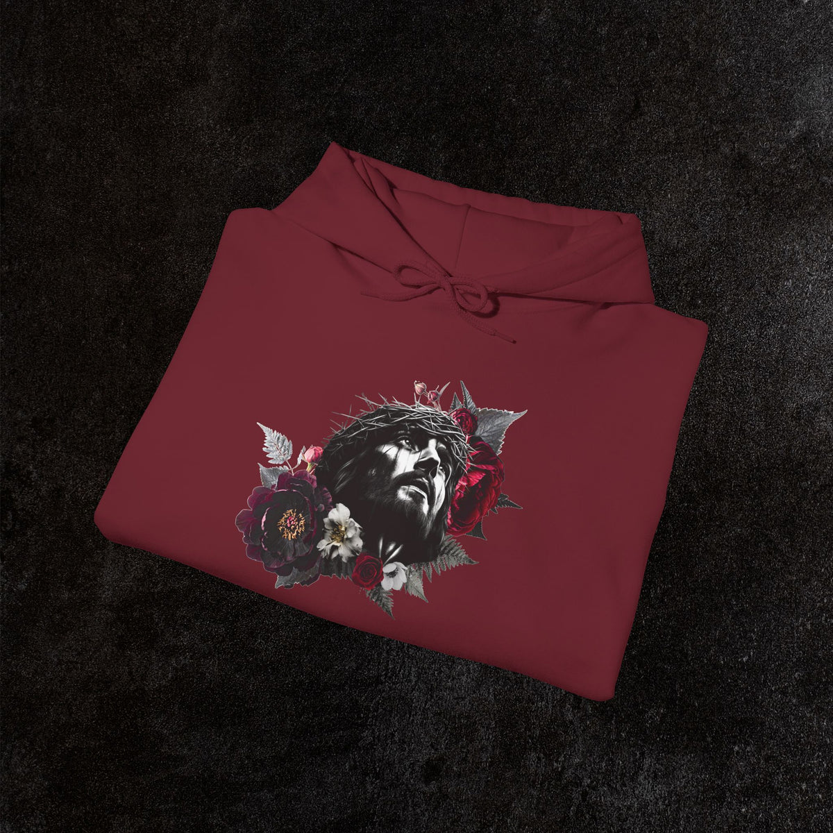 Crowned in Thorns Jesus Hoodie | Dark Floral Christian Sweatshirt