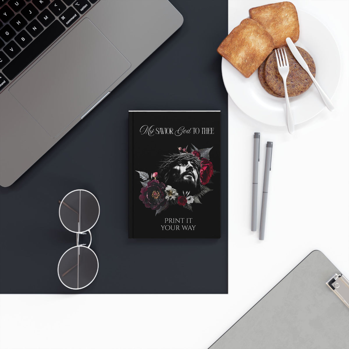 Crowned in Thorns Journal | Hardback Dark Floral Jesus Portrait