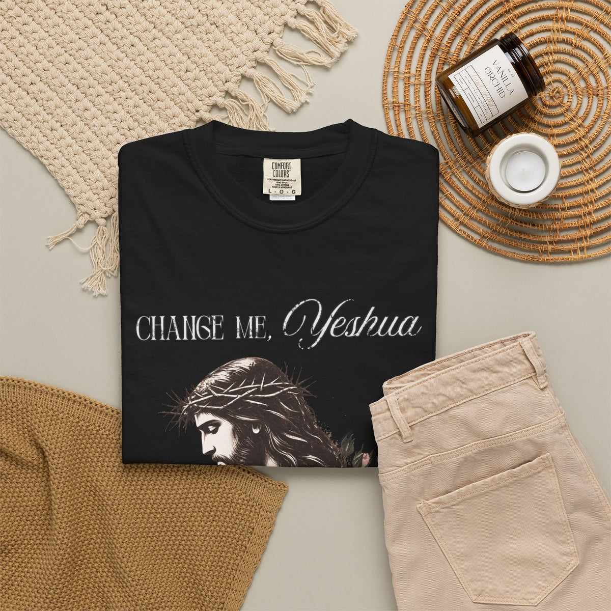 Change Me, Yeshua Comfort Colors Graphic Tee | Jesus Dark Floral