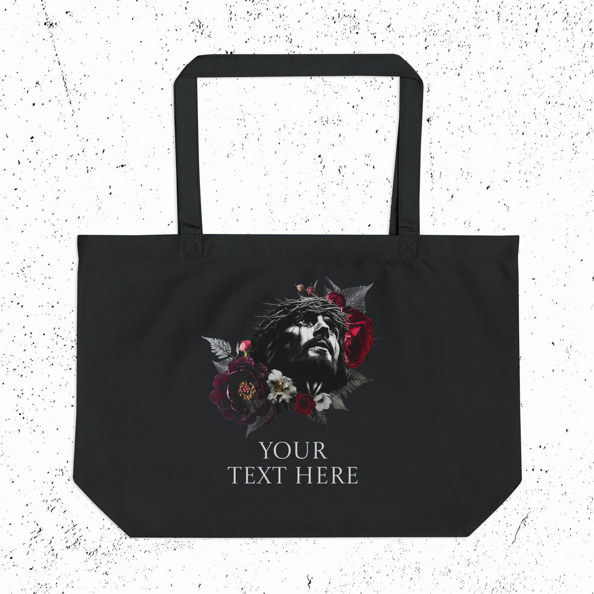 Jesus Crown of Thorns Floral Tote | Large Eco Tote