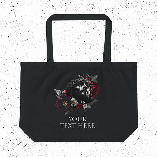 Jesus Crown of Thorns Floral Tote | Large Eco Tote