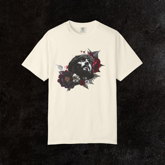 Crowned in Thorns Jesus Comfort Colors Graphic Tee | Dark Floral