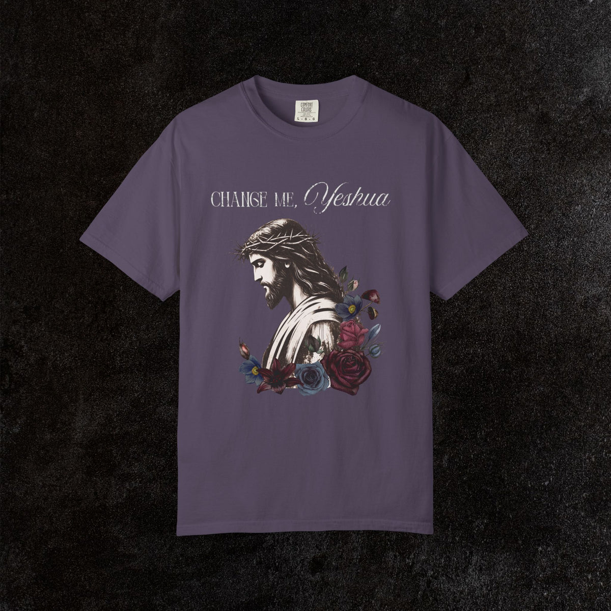 Change Me, Yeshua Comfort Colors Graphic Tee | Jesus Dark Floral