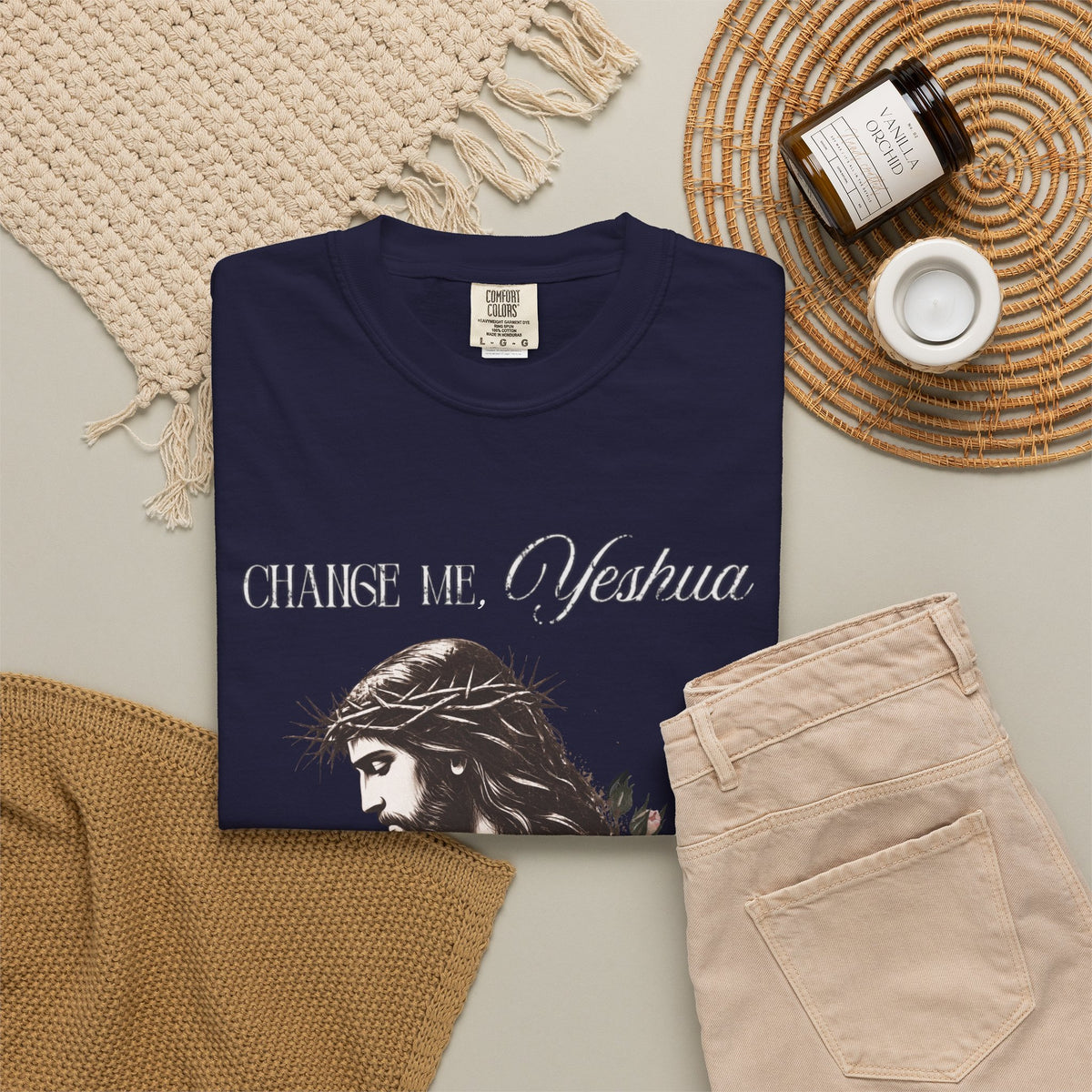 Change Me, Yeshua Comfort Colors Graphic Tee | Jesus Dark Floral