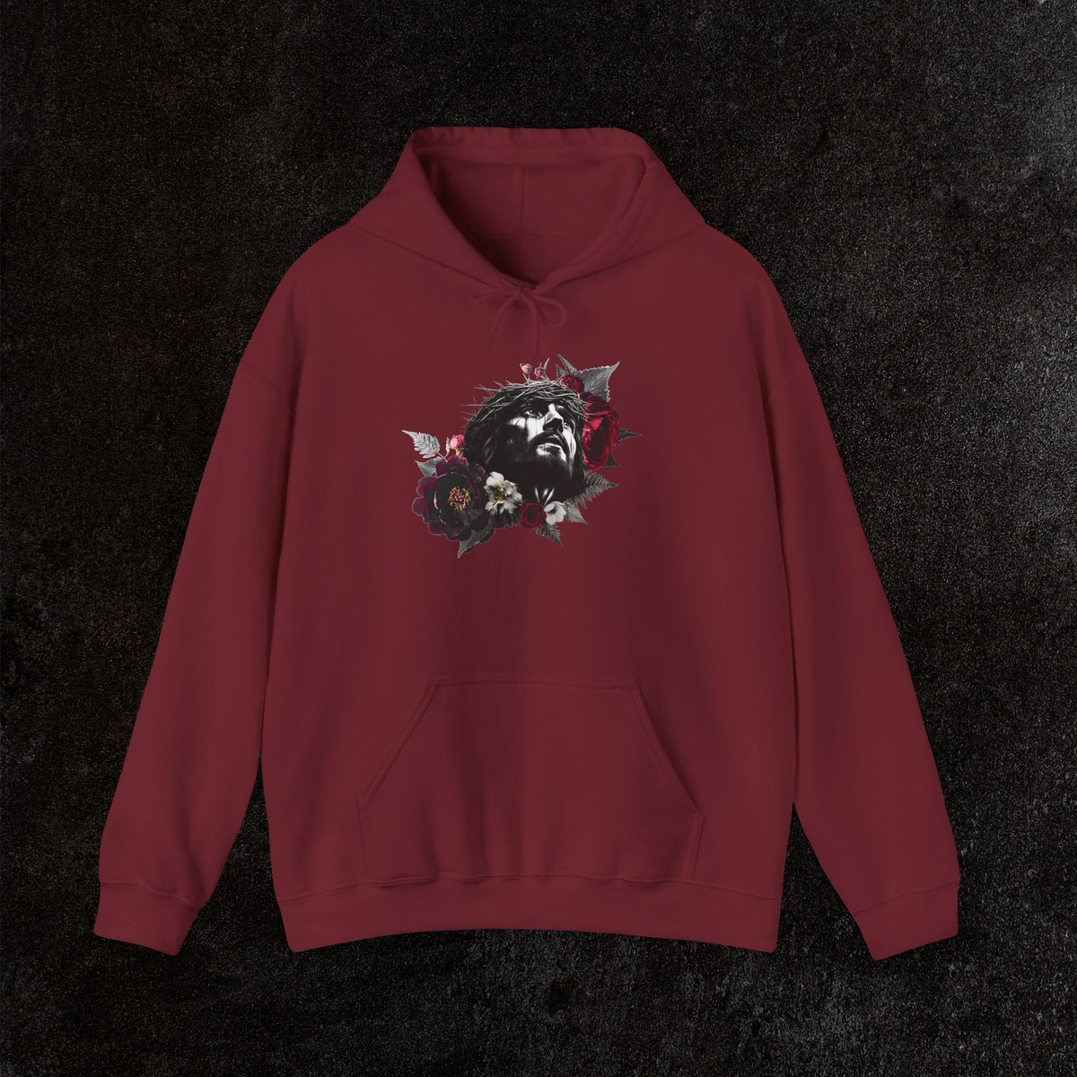 Crowned in Thorns Jesus Hoodie | Dark Floral Christian Sweatshirt
