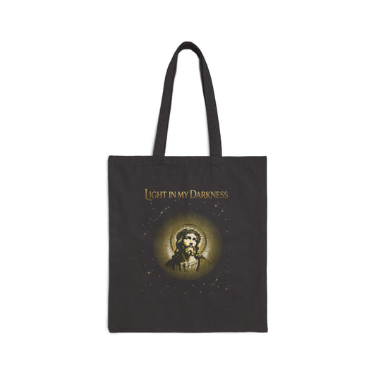 Light in My Darkness Jesus Illustration Tote Bag | Religious Christian Design