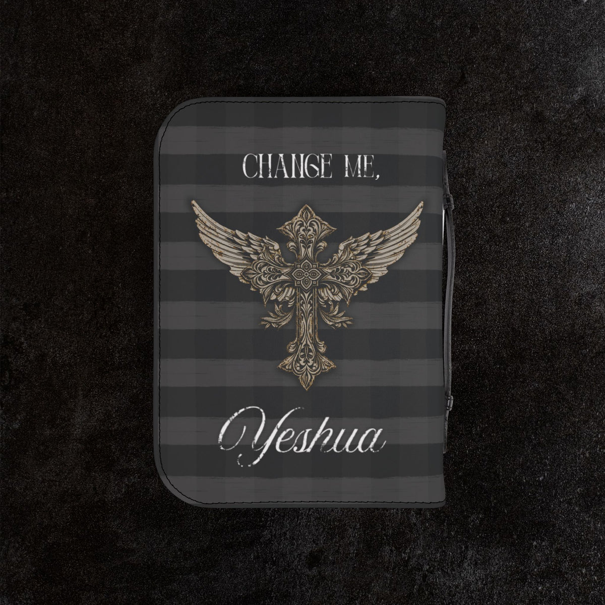 Zippered Yeshua Bible Cover — Floral Jesus Portrait & Cross Design