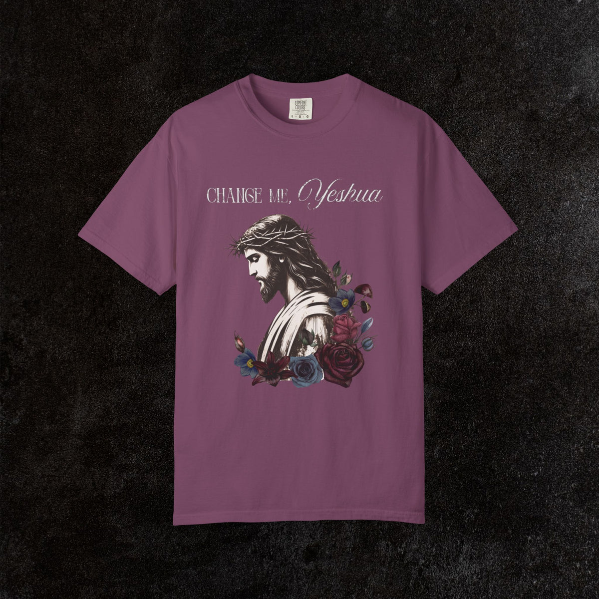 Change Me, Yeshua Comfort Colors Graphic Tee | Jesus Dark Floral