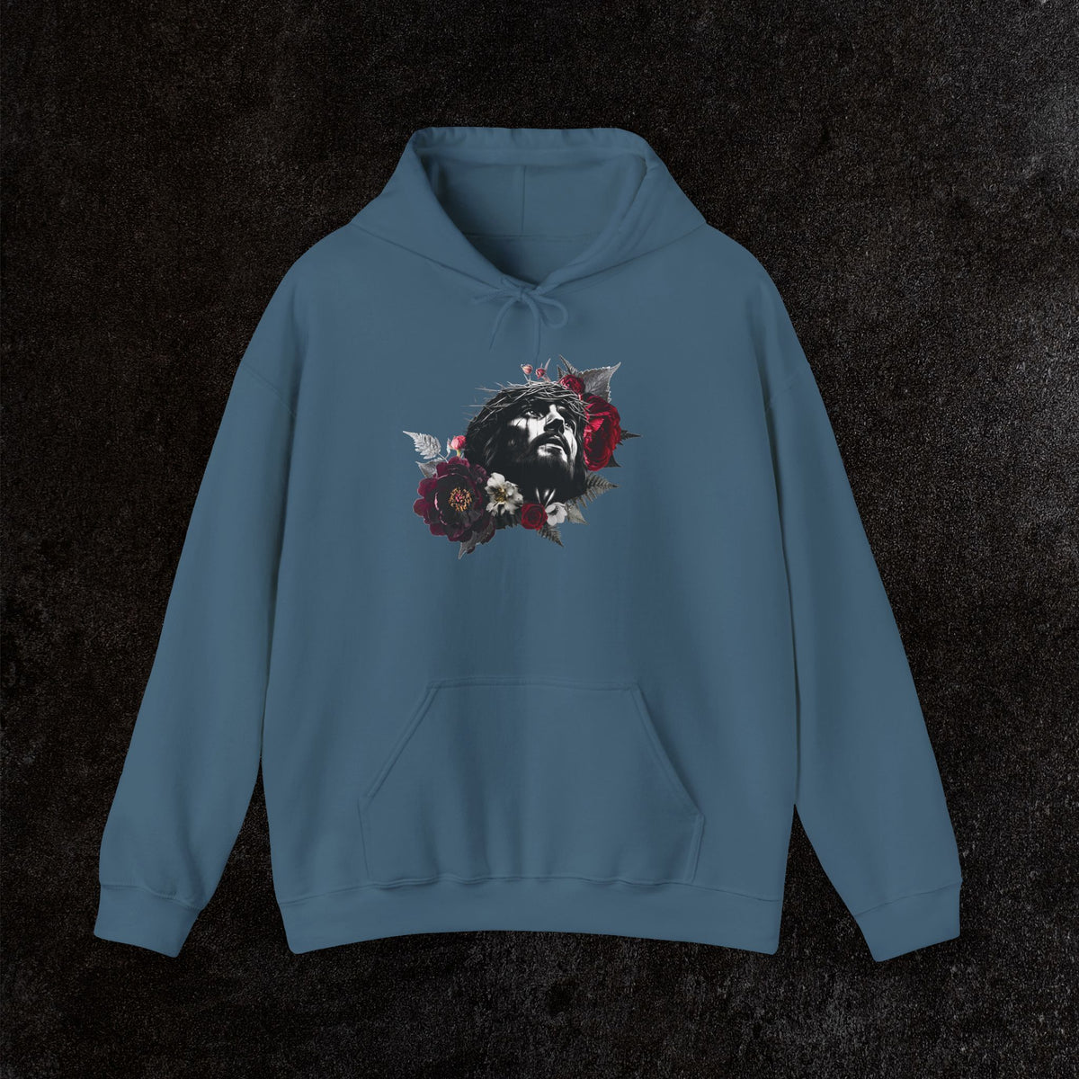 Crowned in Thorns Jesus Hoodie | Dark Floral Christian Sweatshirt