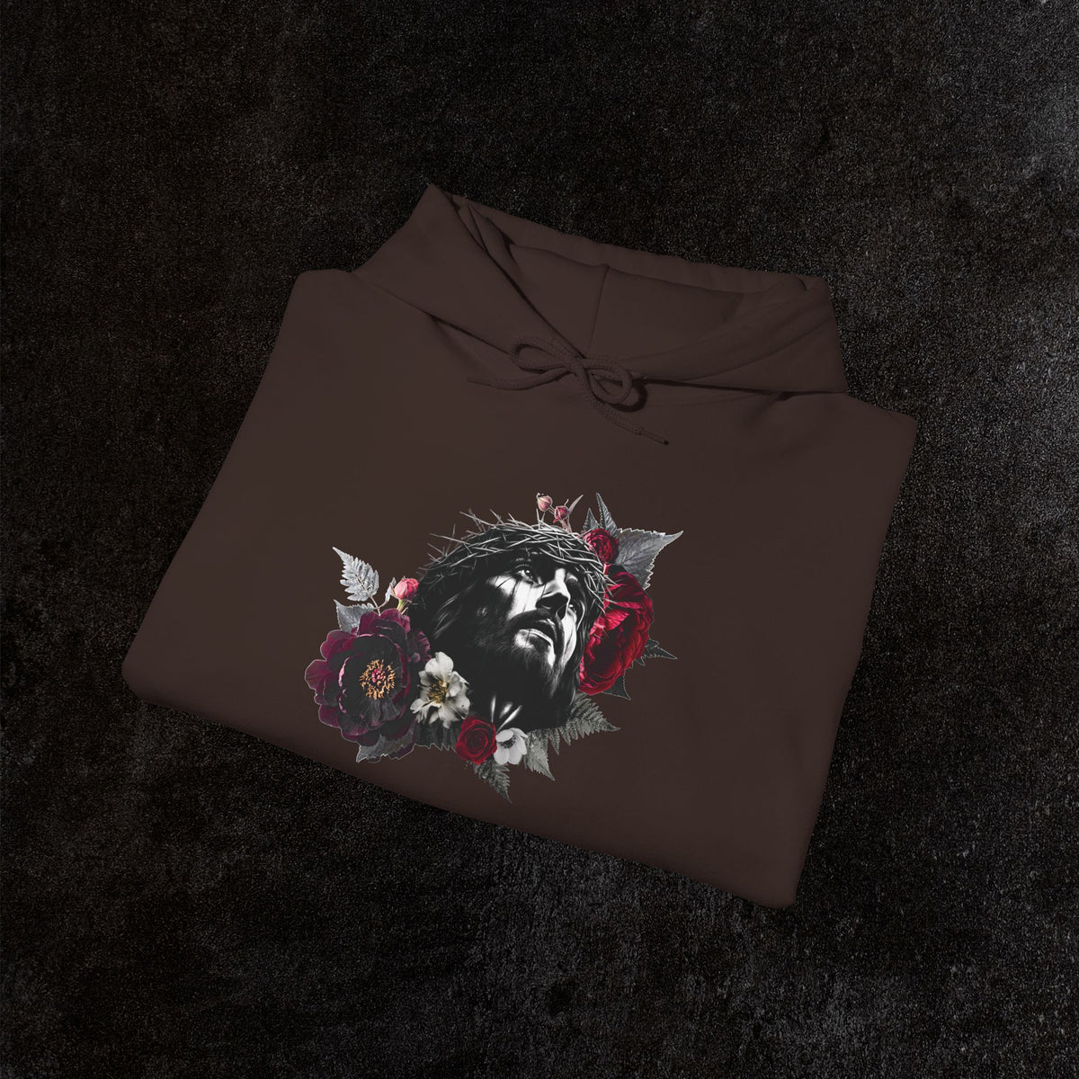 Crowned in Thorns Jesus Hoodie | Dark Floral Christian Sweatshirt