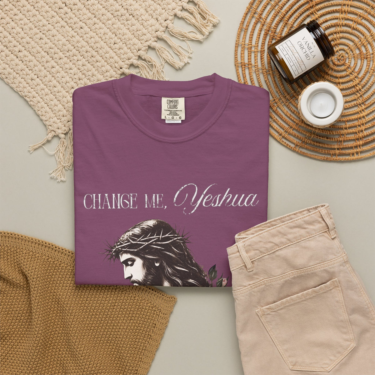 Change Me, Yeshua Comfort Colors Graphic Tee | Jesus Dark Floral