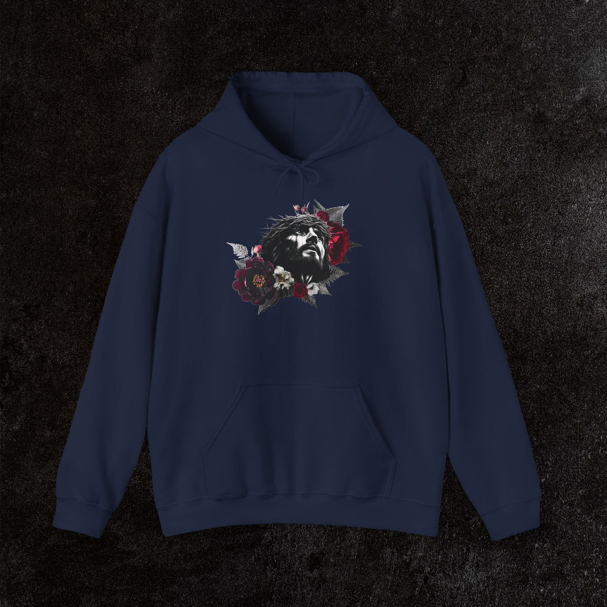Crowned in Thorns Jesus Hoodie | Dark Floral Christian Sweatshirt