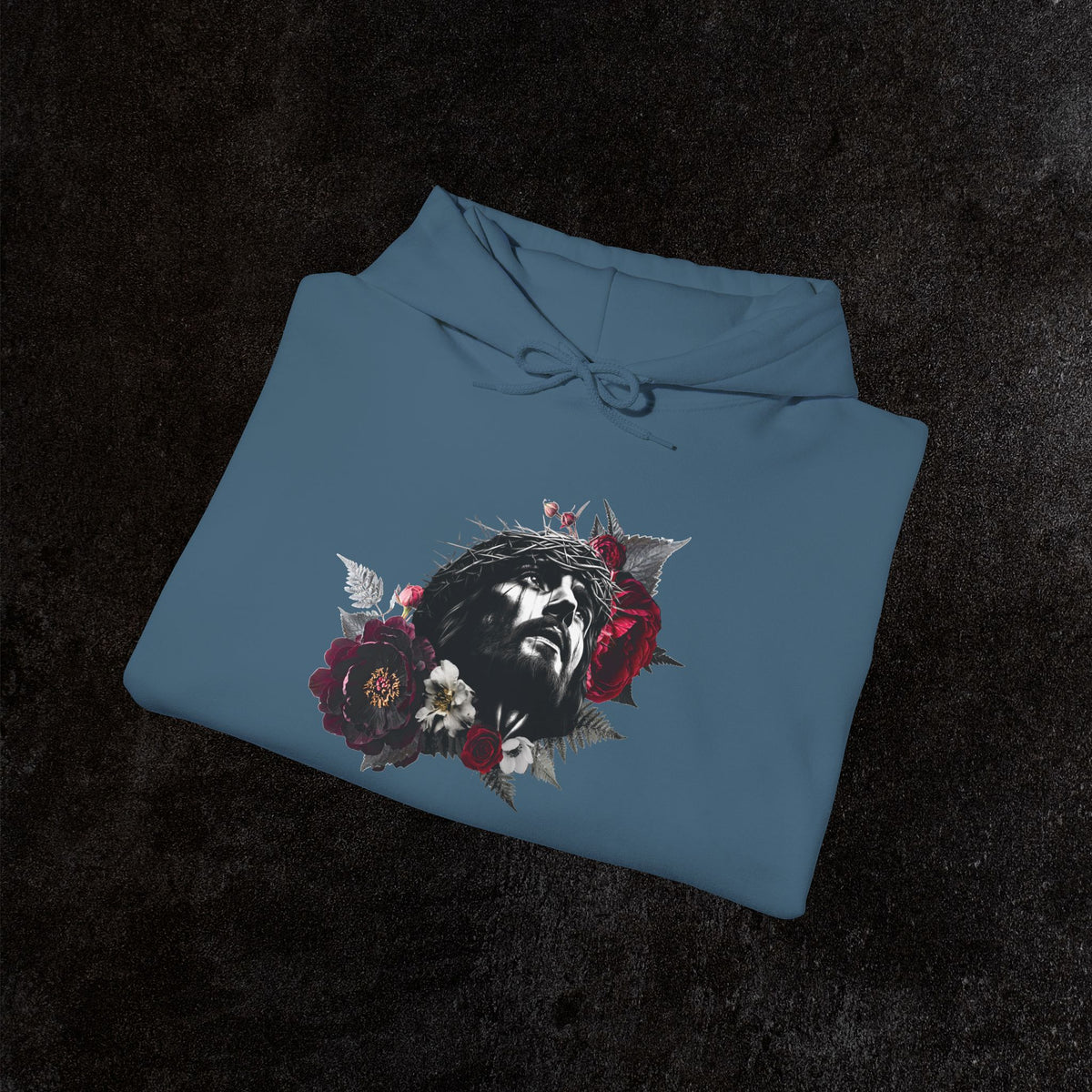 Crowned in Thorns Jesus Hoodie | Dark Floral Christian Sweatshirt