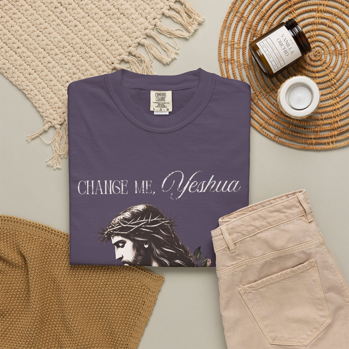 Change Me, Yeshua Comfort Colors Graphic Tee | Jesus Dark Floral