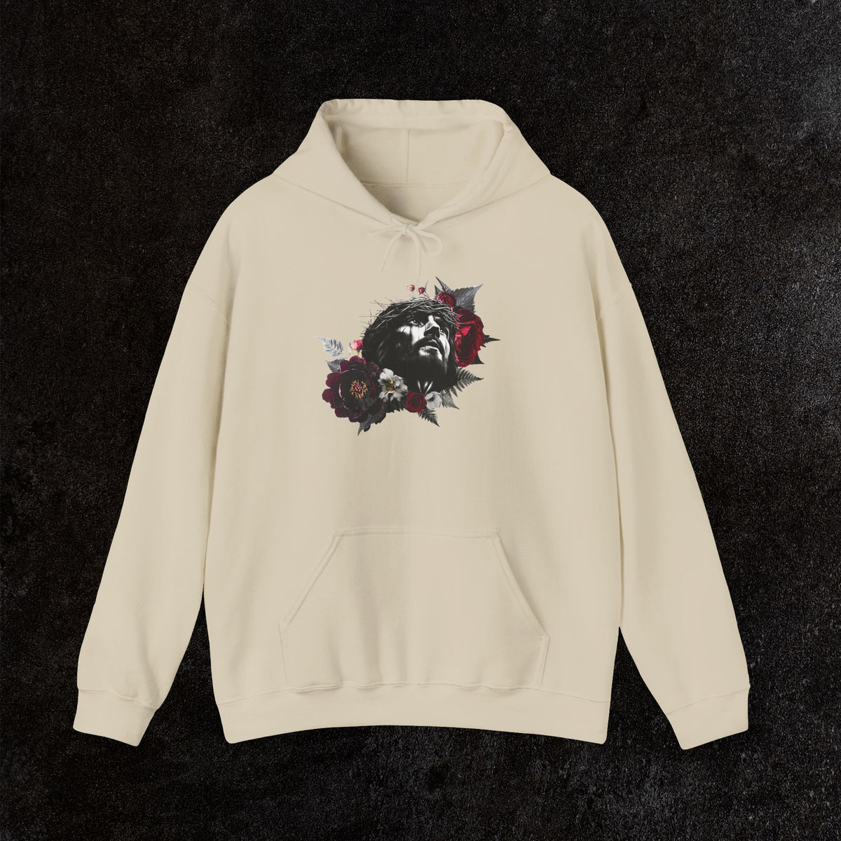 Crowned in Thorns Jesus Hoodie | Dark Floral Christian Sweatshirt