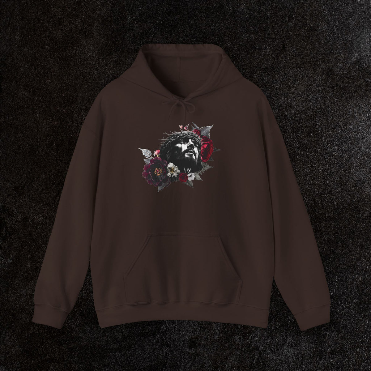 Crowned in Thorns Jesus Hoodie | Dark Floral Christian Sweatshirt